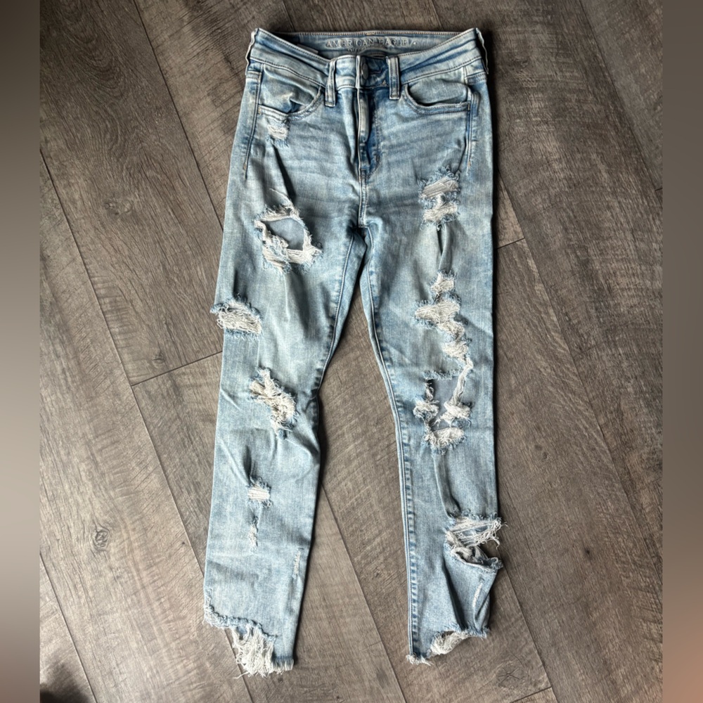 American Eagle Outfitters Ripped Light Blue Skinny Jeans
